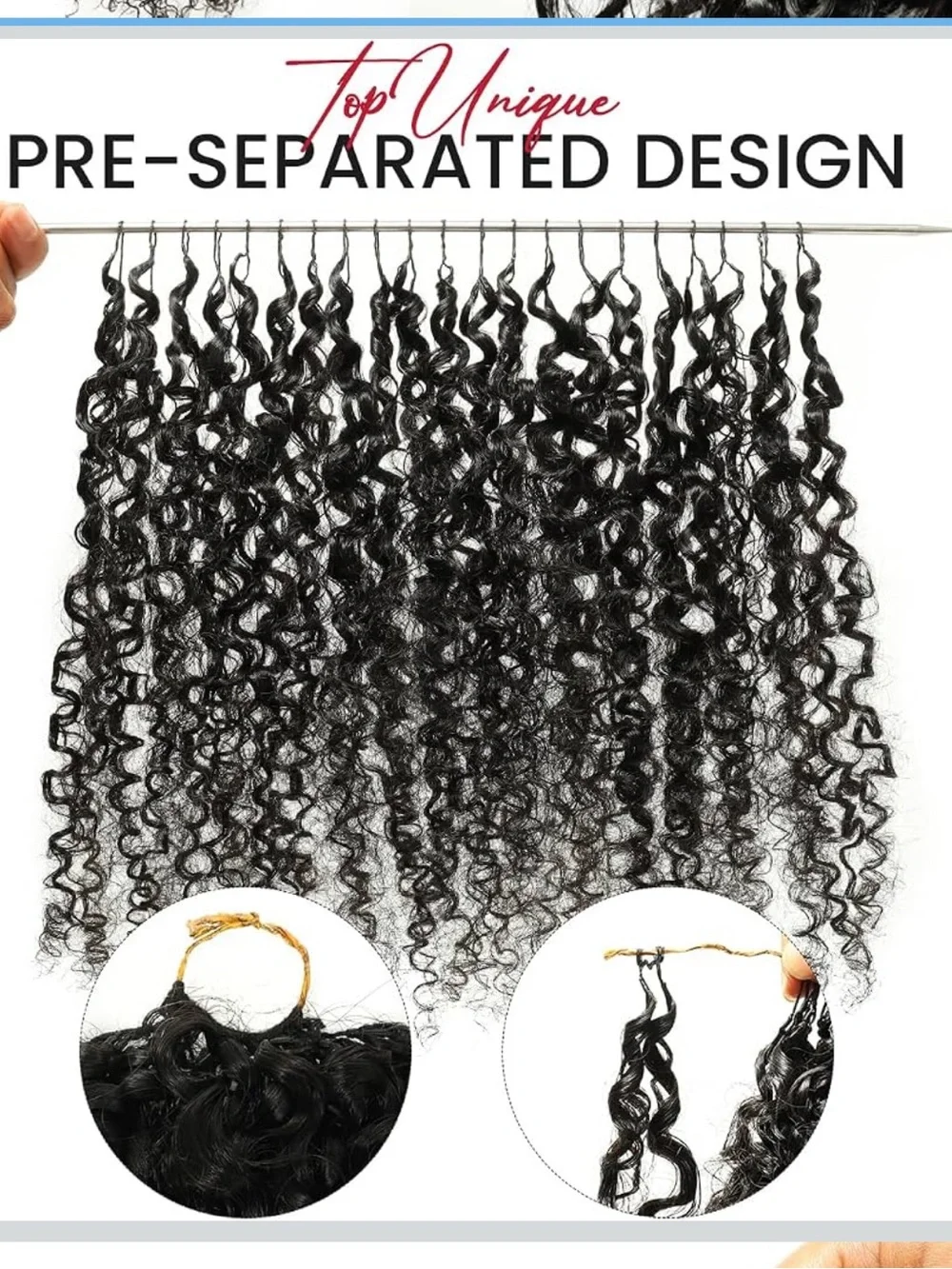 Burmese Curly Pre-Separated Feather Crochet Human Hair 24 Inch, 160g Invisible